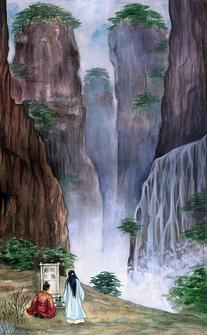 Xiao Jingyan, Lin Chen. Meeting of the Master of the Archives and the Crown Prince Illustration for fan fiction "Like flowing water". Drawn in 2020 on the Fandom Battle