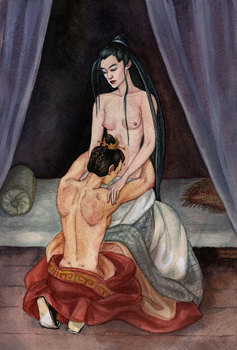 Lin Shu | Mei Changsu | Su Zhe/Xiao Jingyan. Drawing on request: when the Lin Shu was treated after Meiling, he was made a woman.