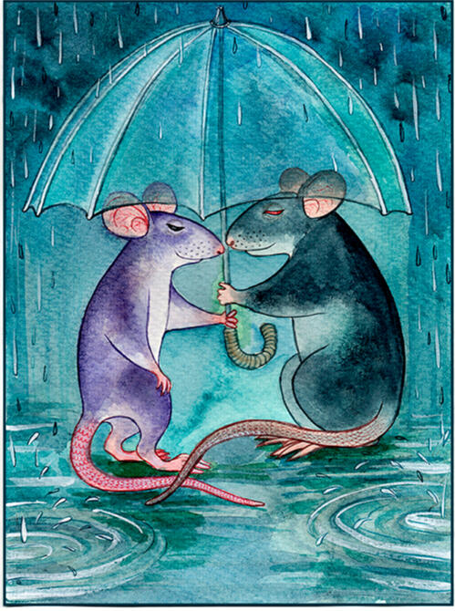 Rat Boy/Rat Girl. Even in the rain it can be dry when you are not alone.