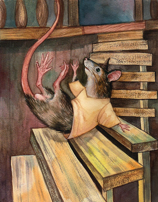 Illustration for the story "Small People" O. German Drawn in winter 2021